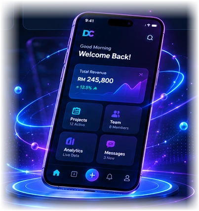 Illustration of an iPhone with DC Nexa Resources mobile dashboard